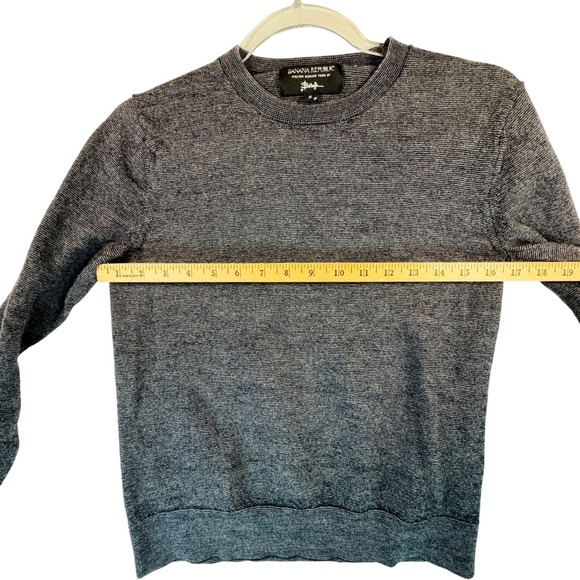 Banana‎ Republic Italian Merino Wool Sweater Navy Heather Medium - Picture 6 of 8